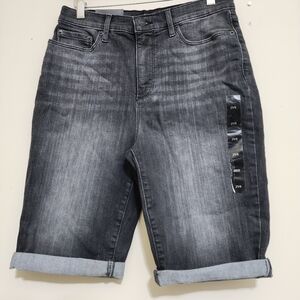 BANANA REPUBLIC Shorts Bermuda Stretch Denim High‎ Waist Sz 8 Black Wash